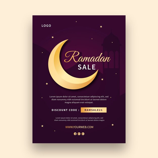 Рамадан вертикальный шаблон поздравительной открытки