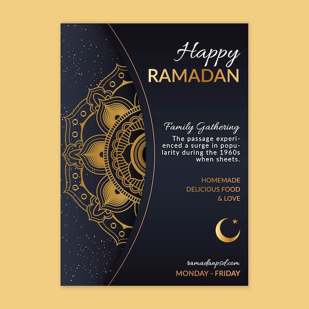 Vettore gratuito modello di poster verticale ramadan