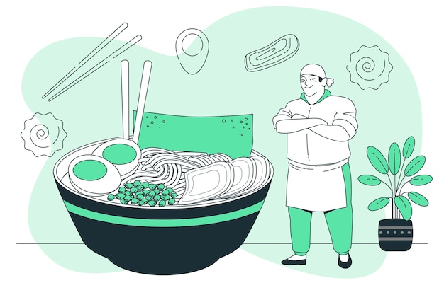 Vettore gratuito illustrazione di concetto di ramen