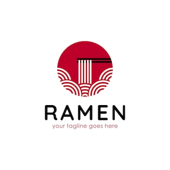 日本料理レストランのラーメンロゴデザイン Premiumベクター