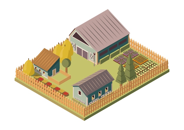 Free vector ranch isometric layout