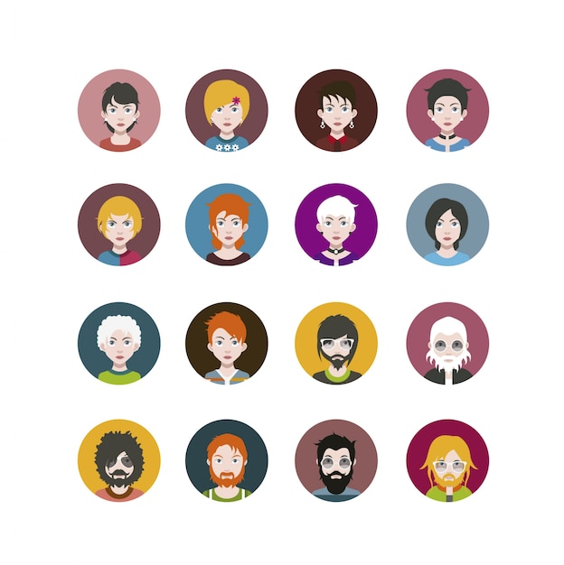 Free vector random character icons collection