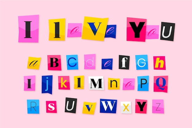 Free vector ransom note letter set paper style