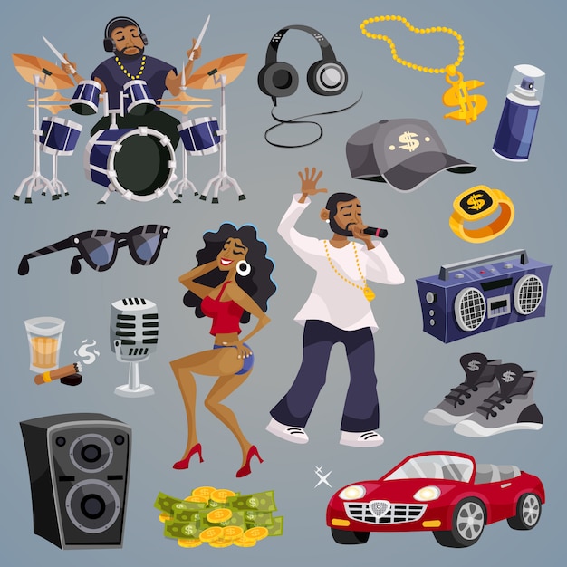 Free vector rap music elements