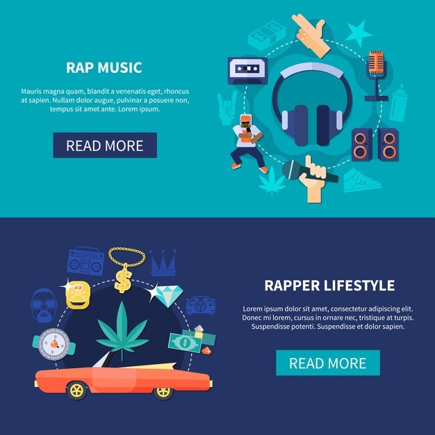 Rap Music Horizontal Banners