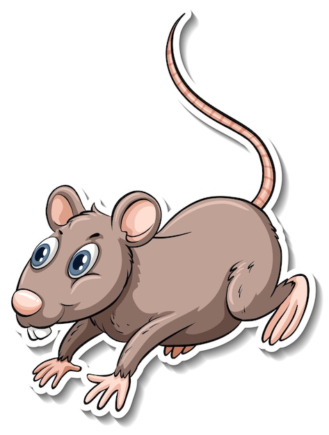 Vettore gratuito un adesivo cartone animato animale topo