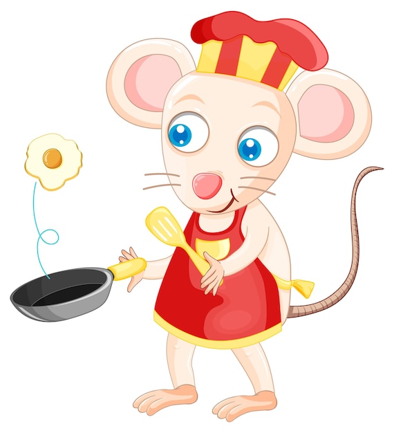 Free vector rat cartoon character cooking breakfast