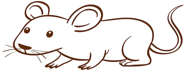 Rat in doodle simple style on white background