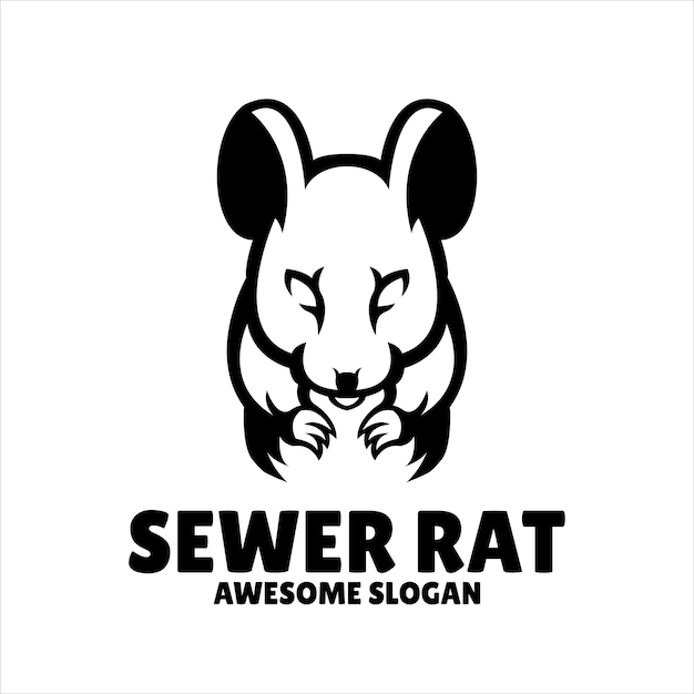 Vettore gratuito illustrazione del design del logo della mascotte semplice del ratto