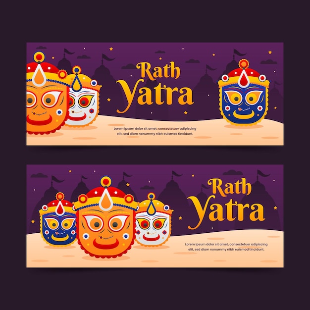 Free vector rath yatra banners set