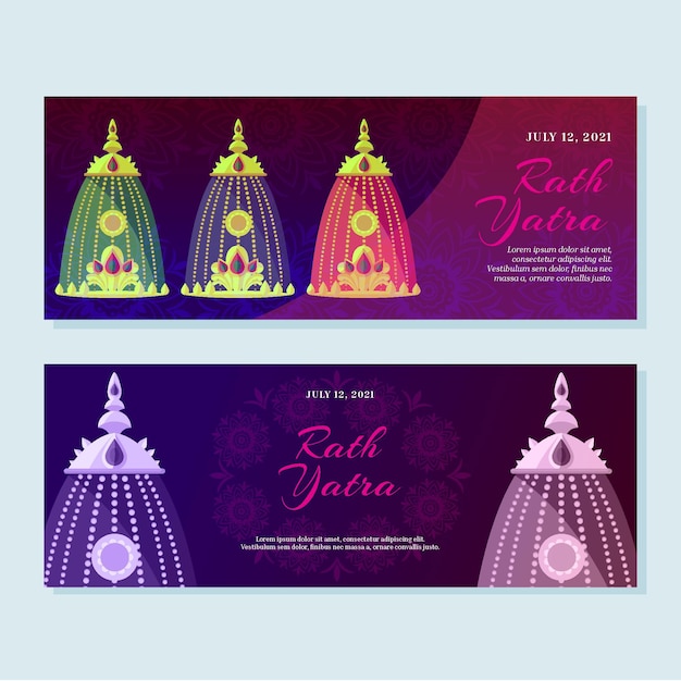 Free vector rath yatra celebration banners set