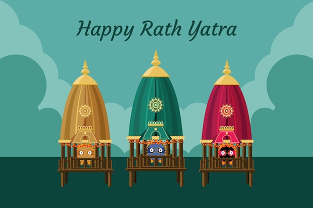 Vettore gratuito illustrazione di celebrazione di rath yatra