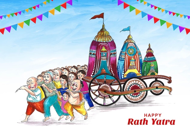 Free vector rath yatra festival for lord jagannath puri odisha festival background