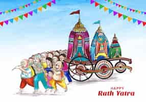 Vettore gratuito rath yatra festival per lo sfondo del festival di lord jagannath puri odisha