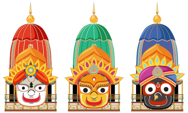 Free vector ratha yatra hindu festival of india