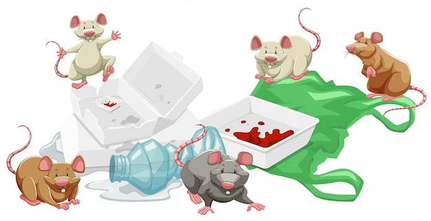 Free vector rats in the trash pile