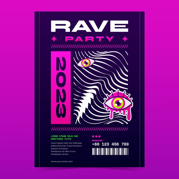 Rave party poster design