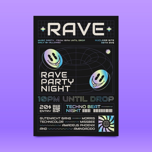 Rave party poster template