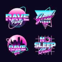 Free vector rave party sticker collection