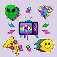 Free vector rave party sticker collection