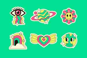 Free vector rave party sticker set design