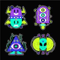 Free vector rave party sticker set design