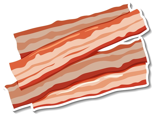 Raw bacon stripes sticker on white background