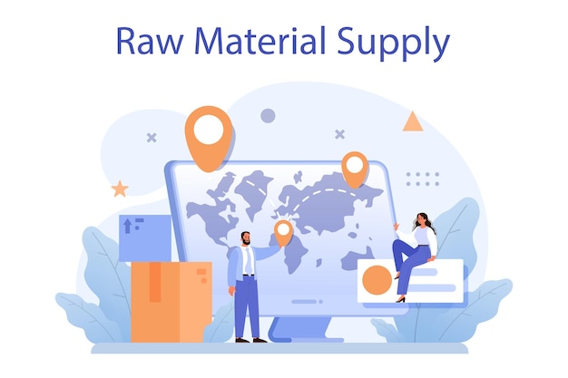 Free vector raw material supply concept suppliers b2b idea global distribution service manufacturing process factory production company as a customer business partnership flat vector illustration