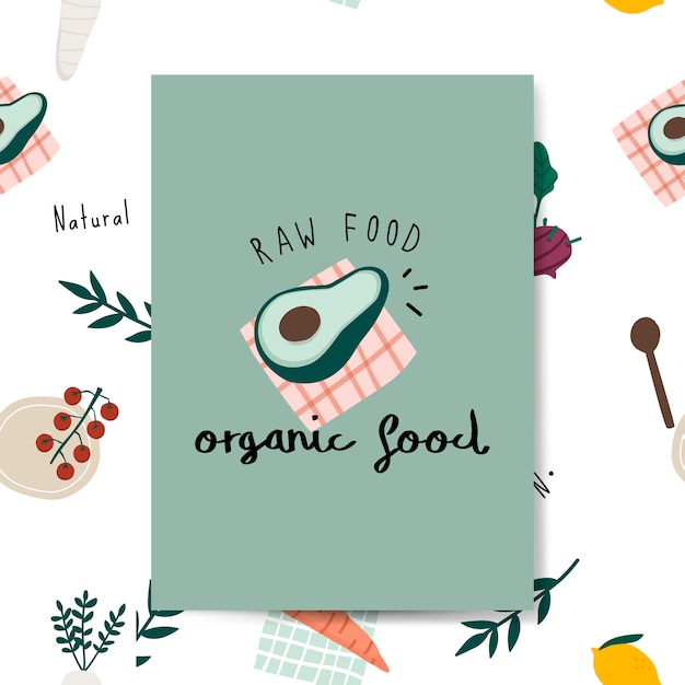 Free vector raw organic food avocado card vector