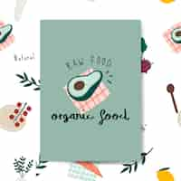 Free vector raw organic food avocado card vector