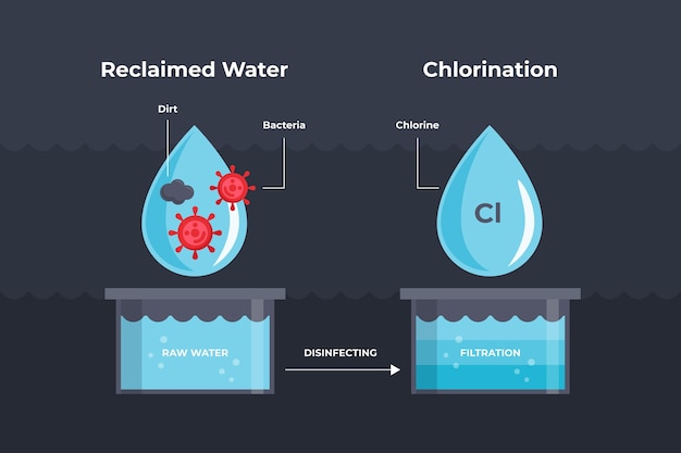 Raw water disinfected with chlorine