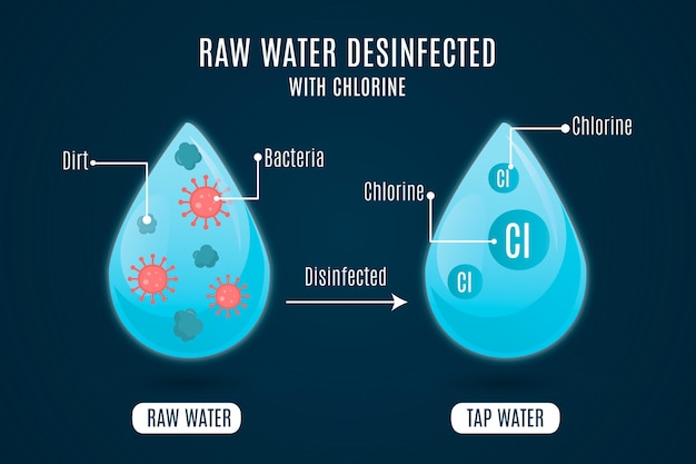 Raw water disinfected with chlorine