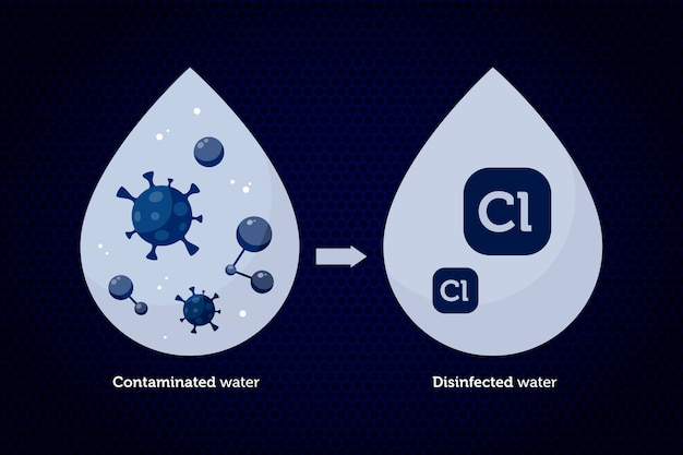 Raw water disinfected with chlorine