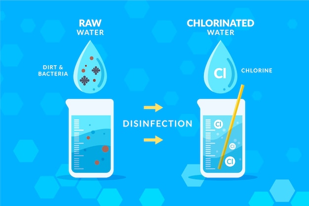 Free vector raw water disinfected with chlorine