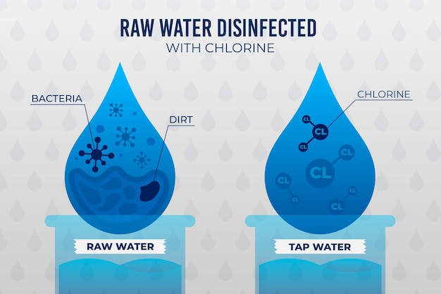 Free vector raw water disinfected with chlorine