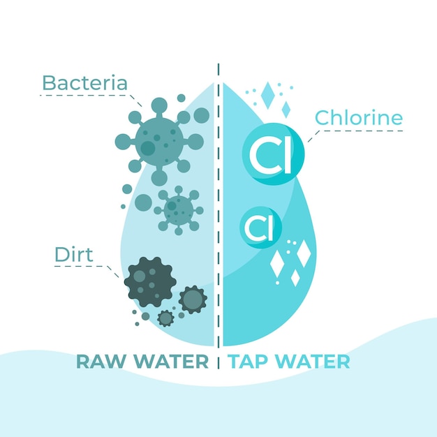 Free vector raw water disinfected with chlorine