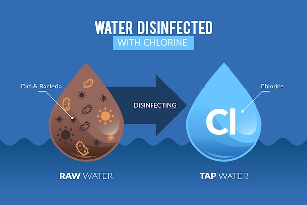 Free vector raw water disinfected with chlorine