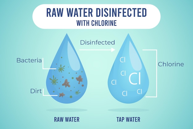 Raw water disinfected with chlorine