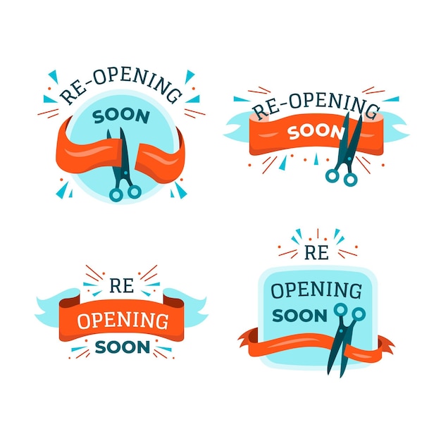 Free vector re-opening soon badge design