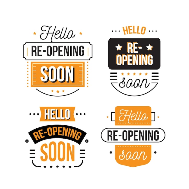 Free vector re-opening soon badges