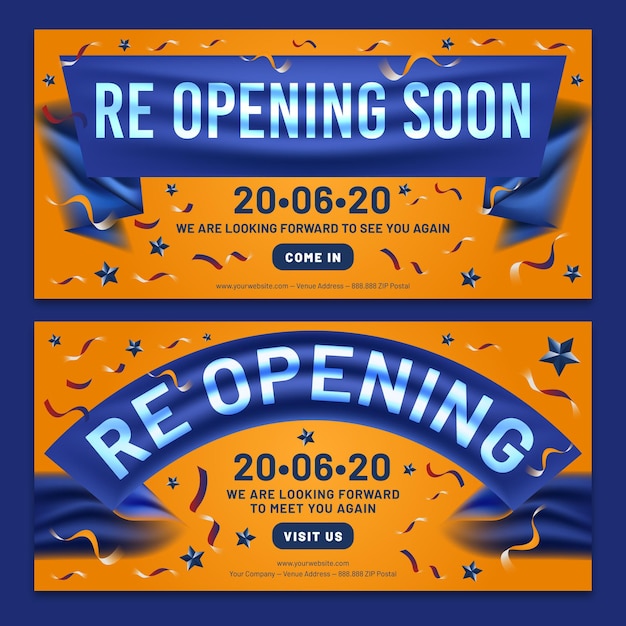 Re-opening soon banner collection