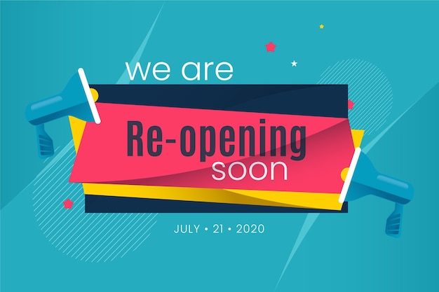 Free vector re-opening soon banner style