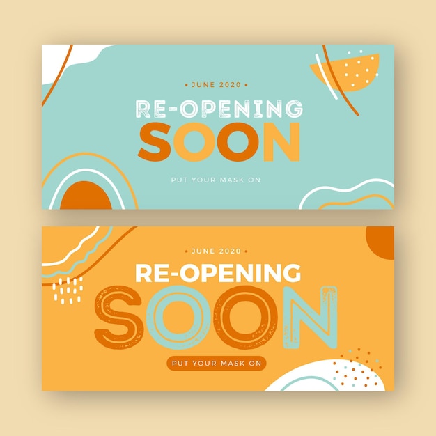 Free vector re-opening soon banner template