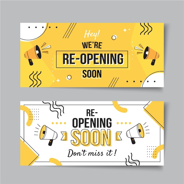 Free vector re-opening soon banner template