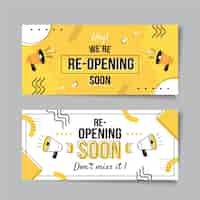 Free vector re-opening soon banner template