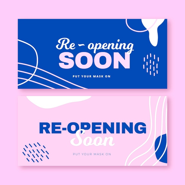 Free vector re-opening soon banner template