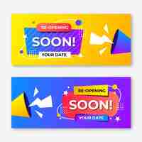 Free vector re-opening soon banner template