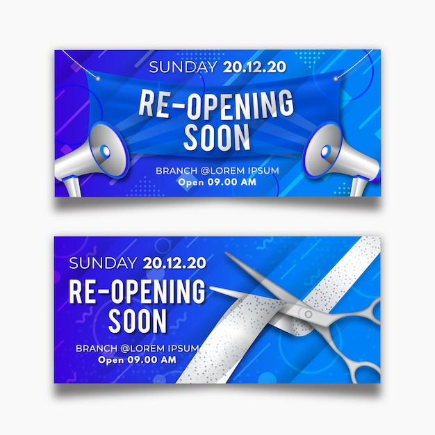 Free vector re-opening soon banner template