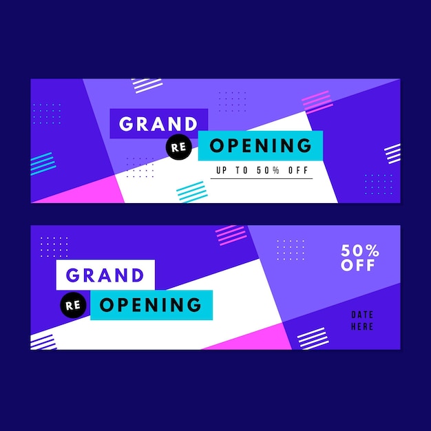 Free vector re-opening soon banner template