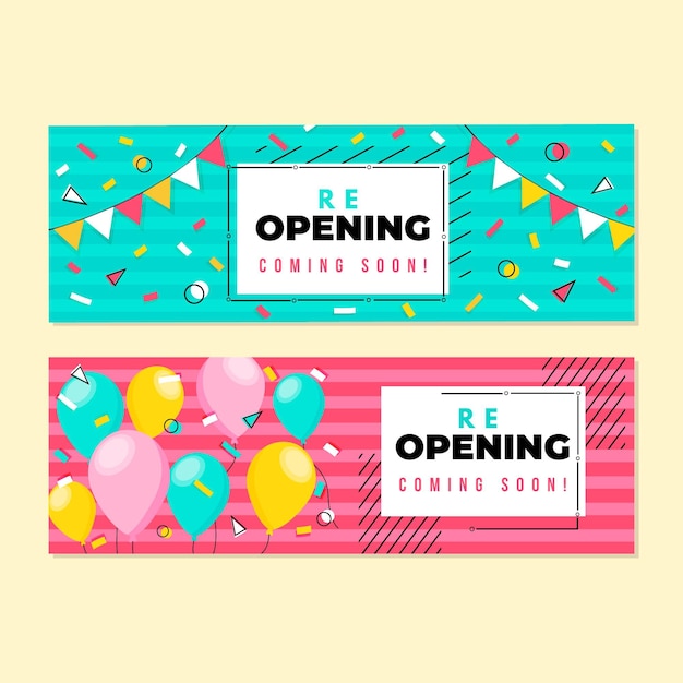 Free vector re-opening soon banner template